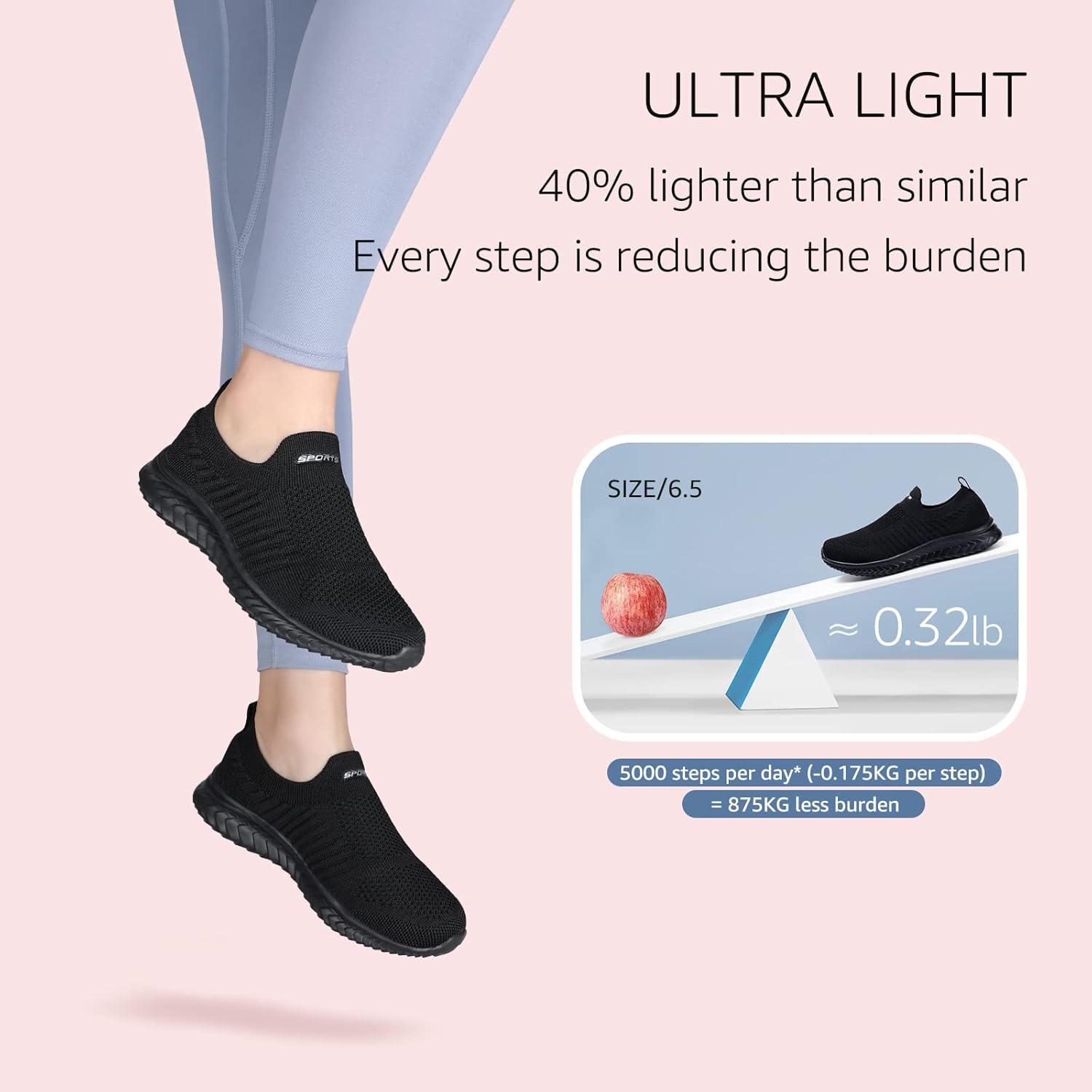 image:imageSTQ Basket Femme Chaussures de Sport sans Lancts Confortable Chic Respirantes Mode de Ville Marche Slip on Fitness Tennis Travail Lgres Enfiler Running Outdoor Gym Jogging Course Basquette SneakersNoir