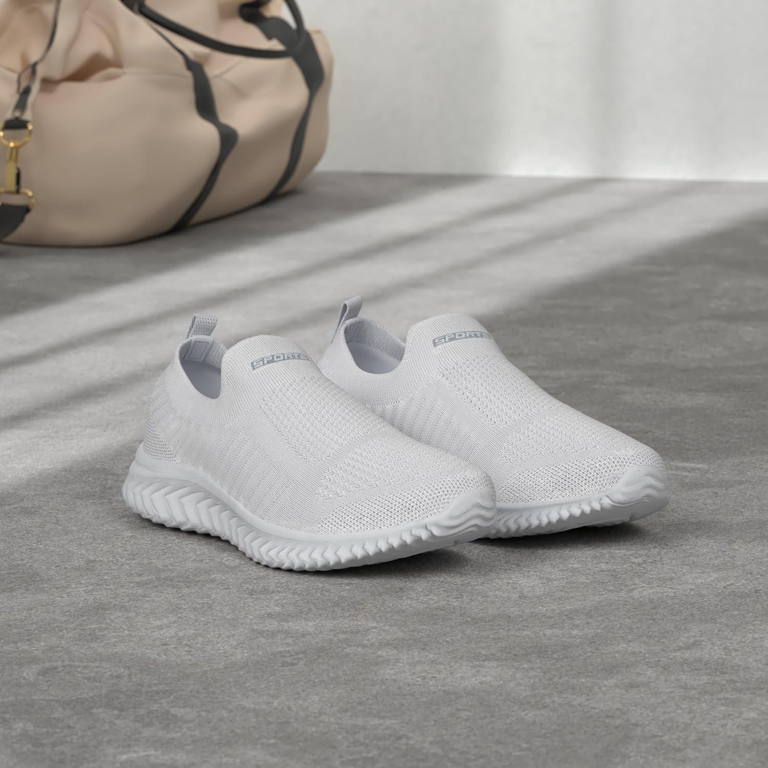 image:imageSTQ Basket Femme Chaussures de Sport sans Lancts Confortable Chic Respirantes Mode de Ville Marche Slip on Fitness Tennis Travail Lgres Enfiler Running Outdoor Gym Jogging Course Basquette SneakersBlanc