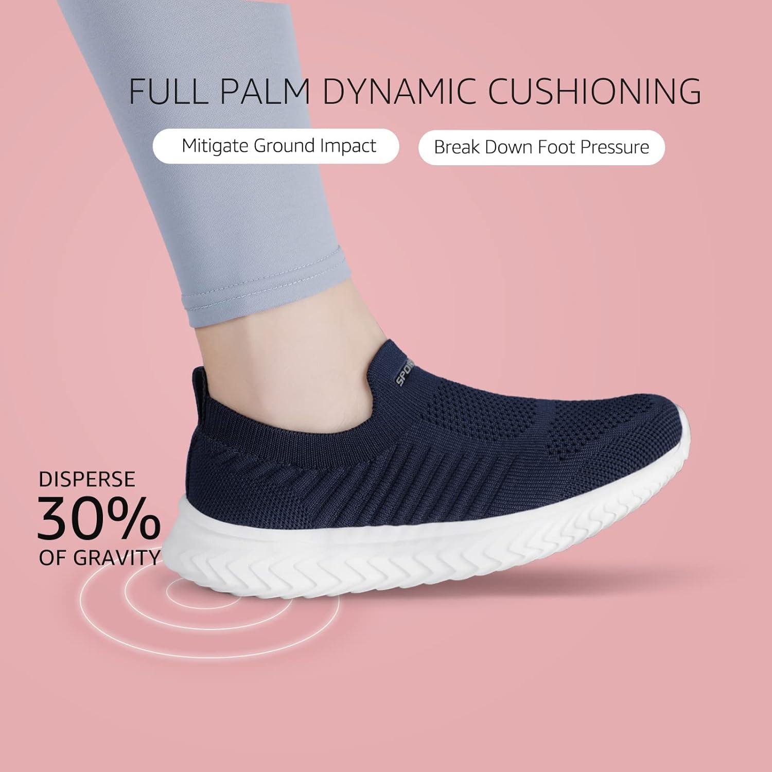 image:imageSTQ Basket Femme Chaussures de Sport sans Lancts Confortable Chic Respirantes Mode de Ville Marche Slip on Fitness Tennis Travail Lgres Enfiler Running Outdoor Gym Jogging Course Basquette SneakersBleu