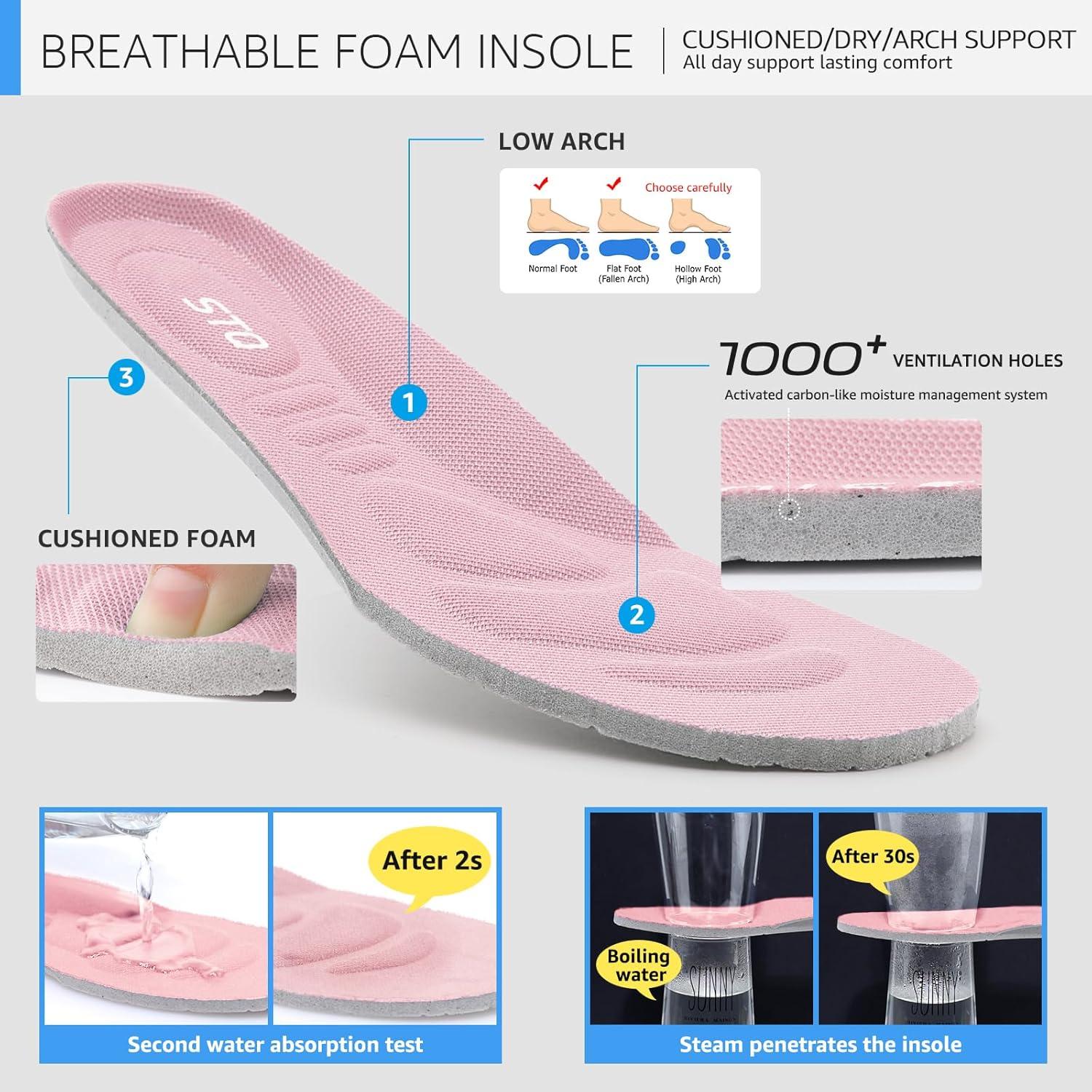 image:imageSTQ Basket Femme Chaussures de Sport sans Lancts Confortable Chic Respirantes Mode de Ville Marche Slip on Fitness Tennis Travail Lgres Enfiler Running Outdoor Gym Jogging Course Basquette SneakersRose