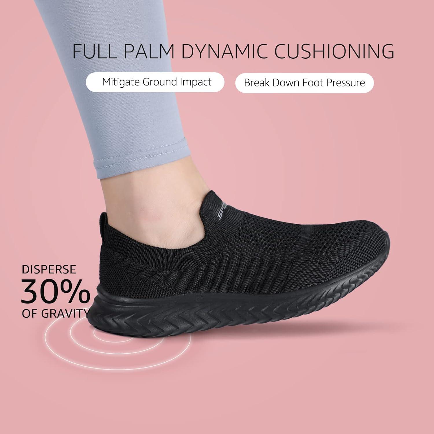 image:imageSTQ Basket Femme Chaussures de Sport sans Lancts Confortable Chic Respirantes Mode de Ville Marche Slip on Fitness Tennis Travail Lgres Enfiler Running Outdoor Gym Jogging Course Basquette SneakersNoir