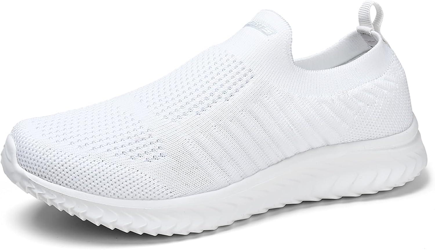 image:imageSTQ Basket Femme Chaussures de Sport sans Lancts Confortable Chic Respirantes Mode de Ville Marche Slip on Fitness Tennis Travail Lgres Enfiler Running Outdoor Gym Jogging Course Basquette SneakersBlanc
