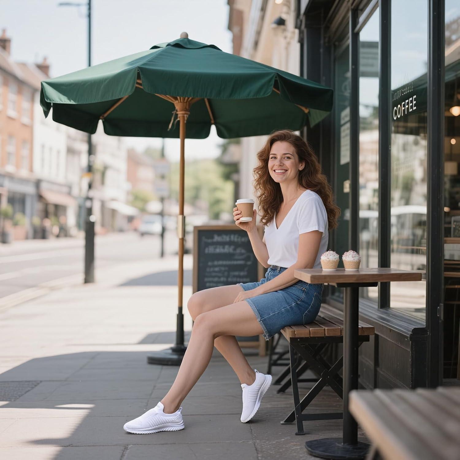 image:imageSTQ Basket Femme Chaussures de Sport sans Lancts Confortable Chic Respirantes Mode de Ville Marche Slip on Fitness Tennis Travail Lgres Enfiler Running Outdoor Gym Jogging Course Basquette SneakersBlanc