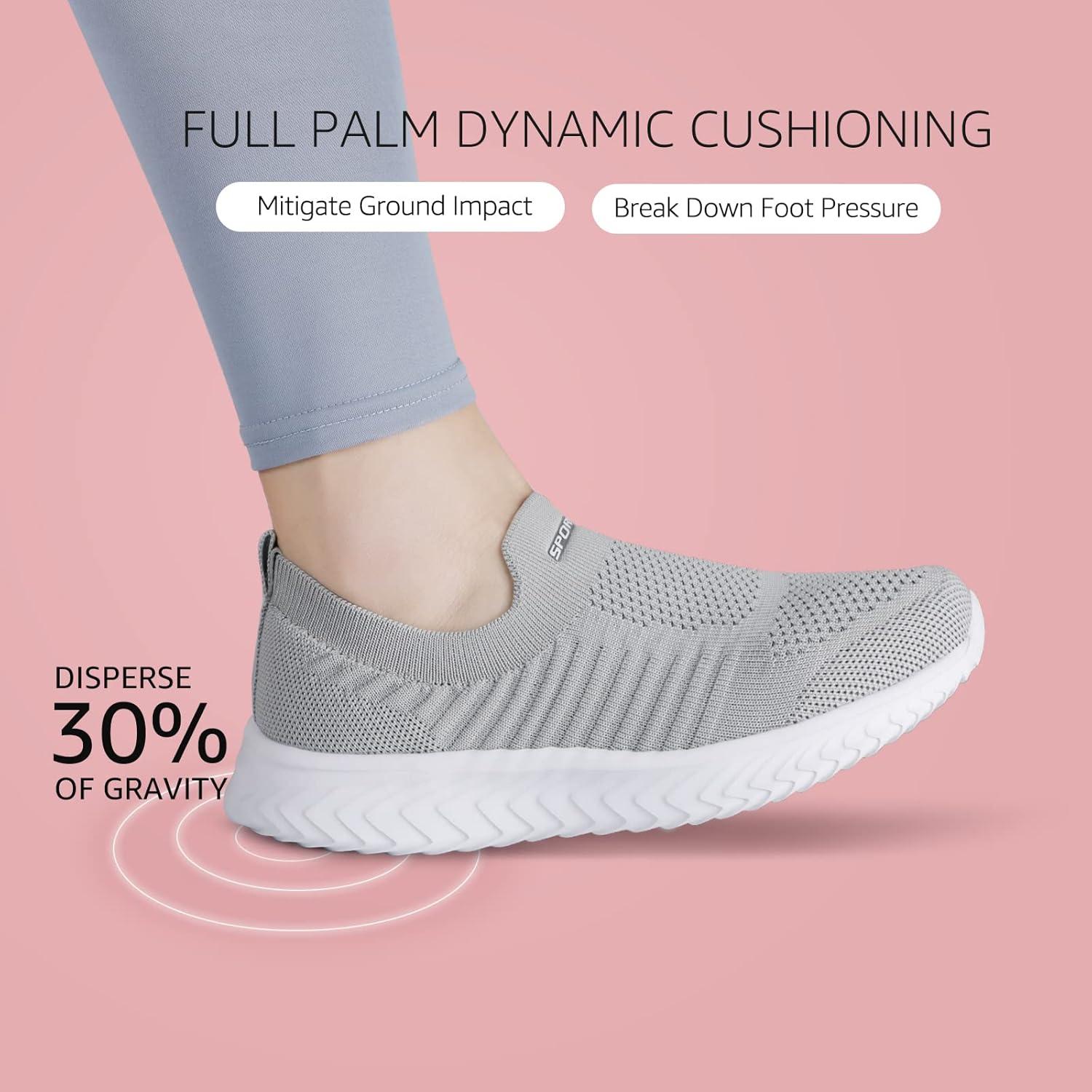 image:imageSTQ Basket Femme Chaussures de Sport sans Lancts Confortable Chic Respirantes Mode de Ville Marche Slip on Fitness Tennis Travail Lgres Enfiler Running Outdoor Gym Jogging Course Basquette SneakersGris