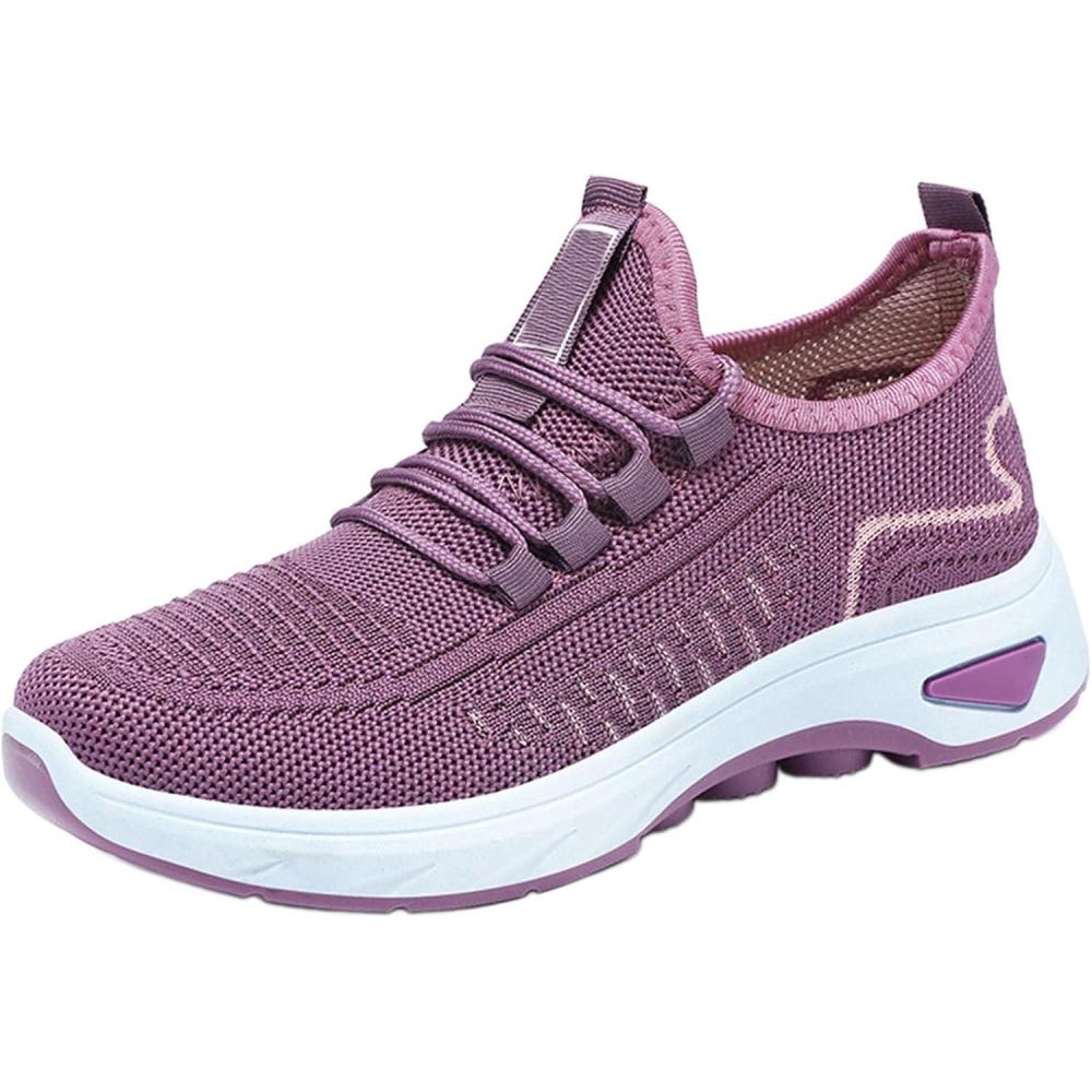 image:imageBaskets orthopdiques pour femme Coupe large Soutien de la vote plantaire En mousse mmoire de forme En maille respirante Lgres Pour la course pied le tennis Chaussures de sportViolet
