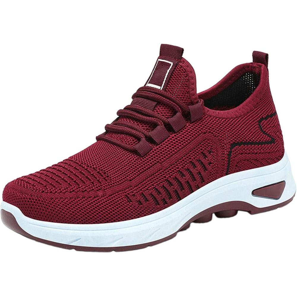 image:imageBaskets orthopdiques pour femme Coupe large Soutien de la vote plantaire En mousse mmoire de forme En maille respirante Lgres Pour la course pied le tennis Chaussures de sportRouge