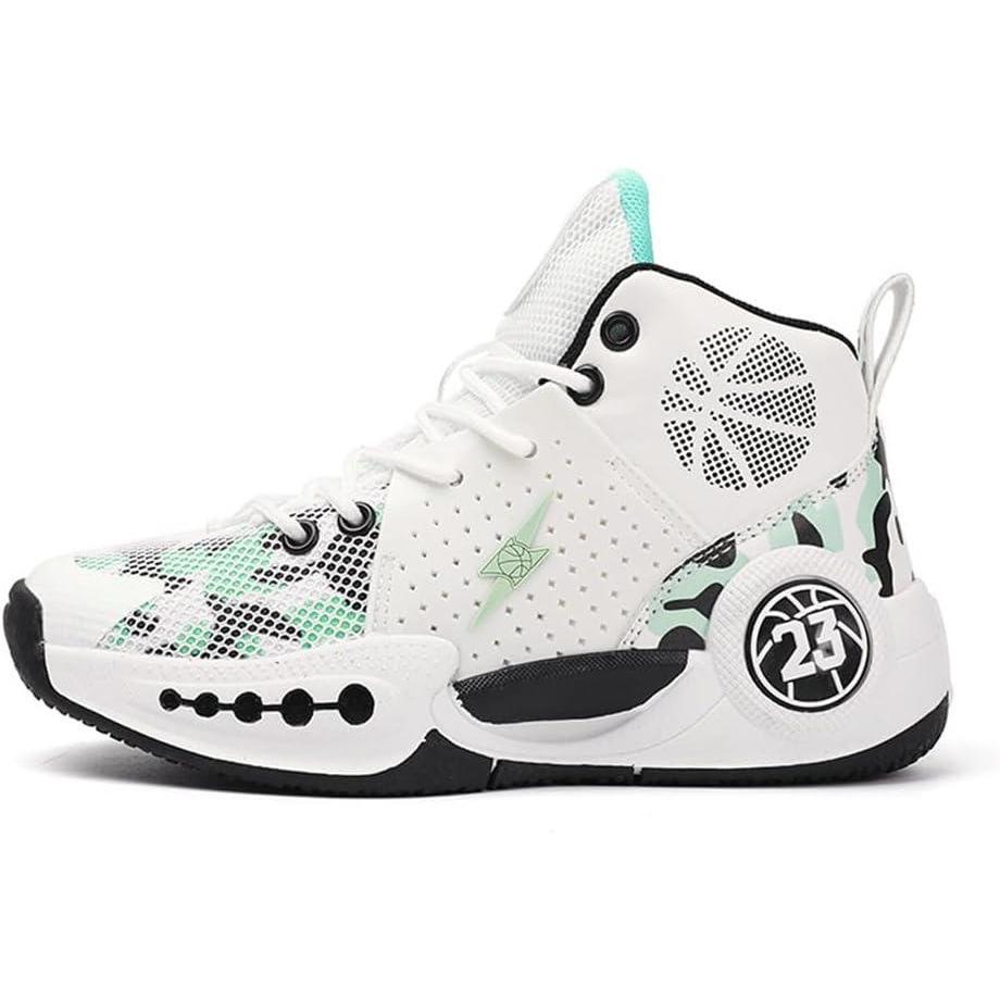 image:imageChaussure de Basketball Enfant Garon Filles Sneakers Baskets Baskets de BasketBal Unisexe Antidrapant Moyenne Chaussures de Sport pour Homme Femme 3141 EUVert