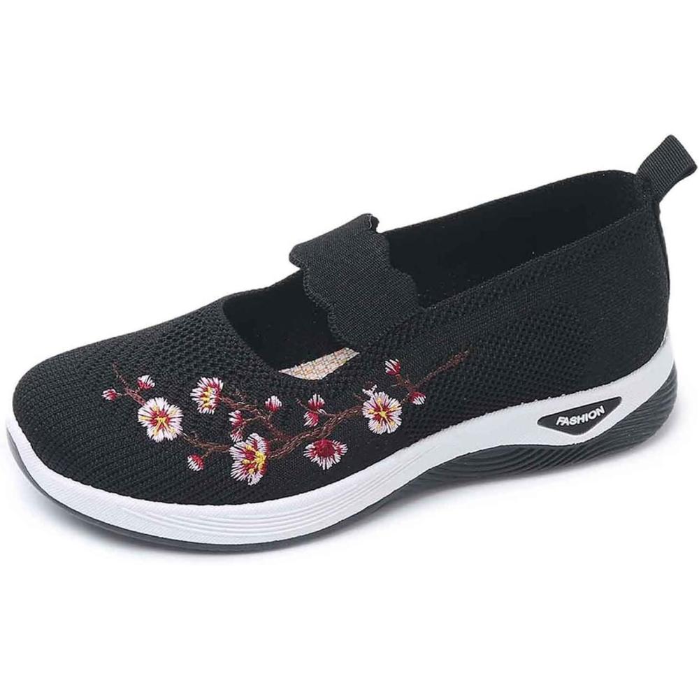 image:imageChaussures Orthopdiques pour Femme Chaussures sans Lacets Antidrapantes avec Maille pour Femme Basket de Marche Plateforme Orthopdique Lgres et Confortables Fitness Gym Outdoor012 Noir