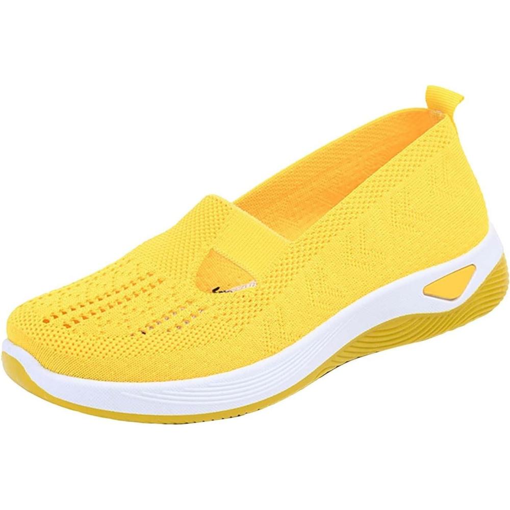 image:imageGnrique Chaussures Orthopediques Femmes Basket sans Lacet Ete Confortable Chaussure De Marche Plateforme Lgres Amortissement Accru Et Soulagement des Pieds 2025 Sneaker Pas Cher02 Yellow