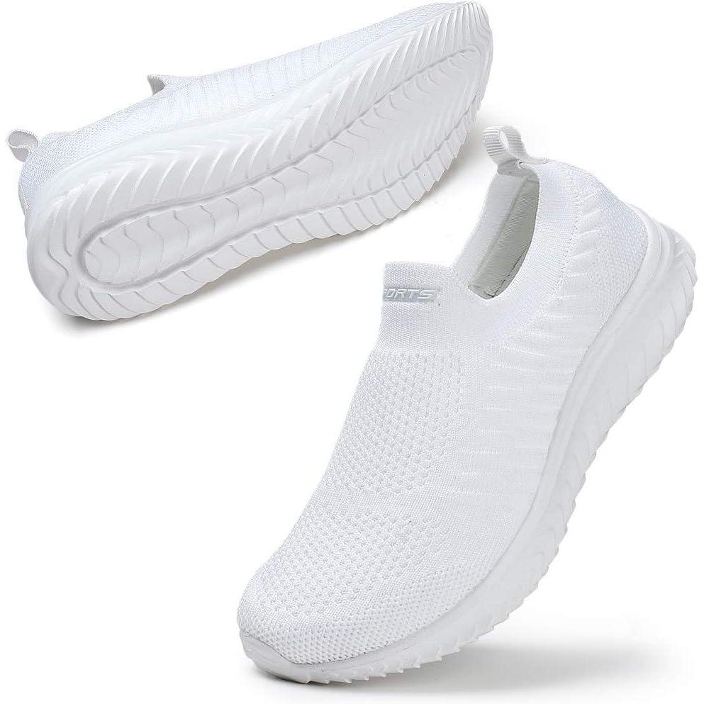 image:imageSTQ Basket Femme Chaussures de Sport sans Lancts Confortable Chic Respirantes Mode de Ville Marche Slip on Fitness Tennis Travail Lgres Enfiler Running Outdoor Gym Jogging Course Basquette SneakersBlanc