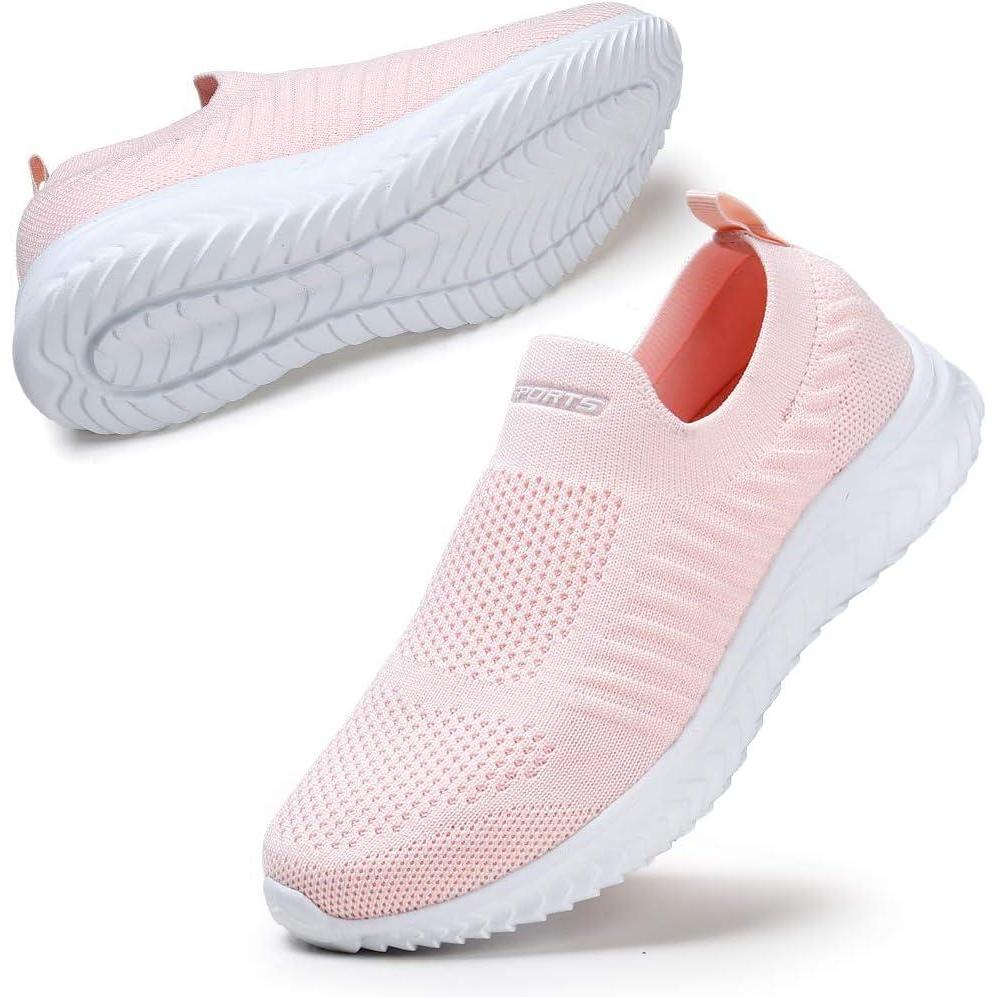 image:imageSTQ Basket Femme Chaussures de Sport sans Lancts Confortable Chic Respirantes Mode de Ville Marche Slip on Fitness Tennis Travail Lgres Enfiler Running Outdoor Gym Jogging Course Basquette SneakersRose