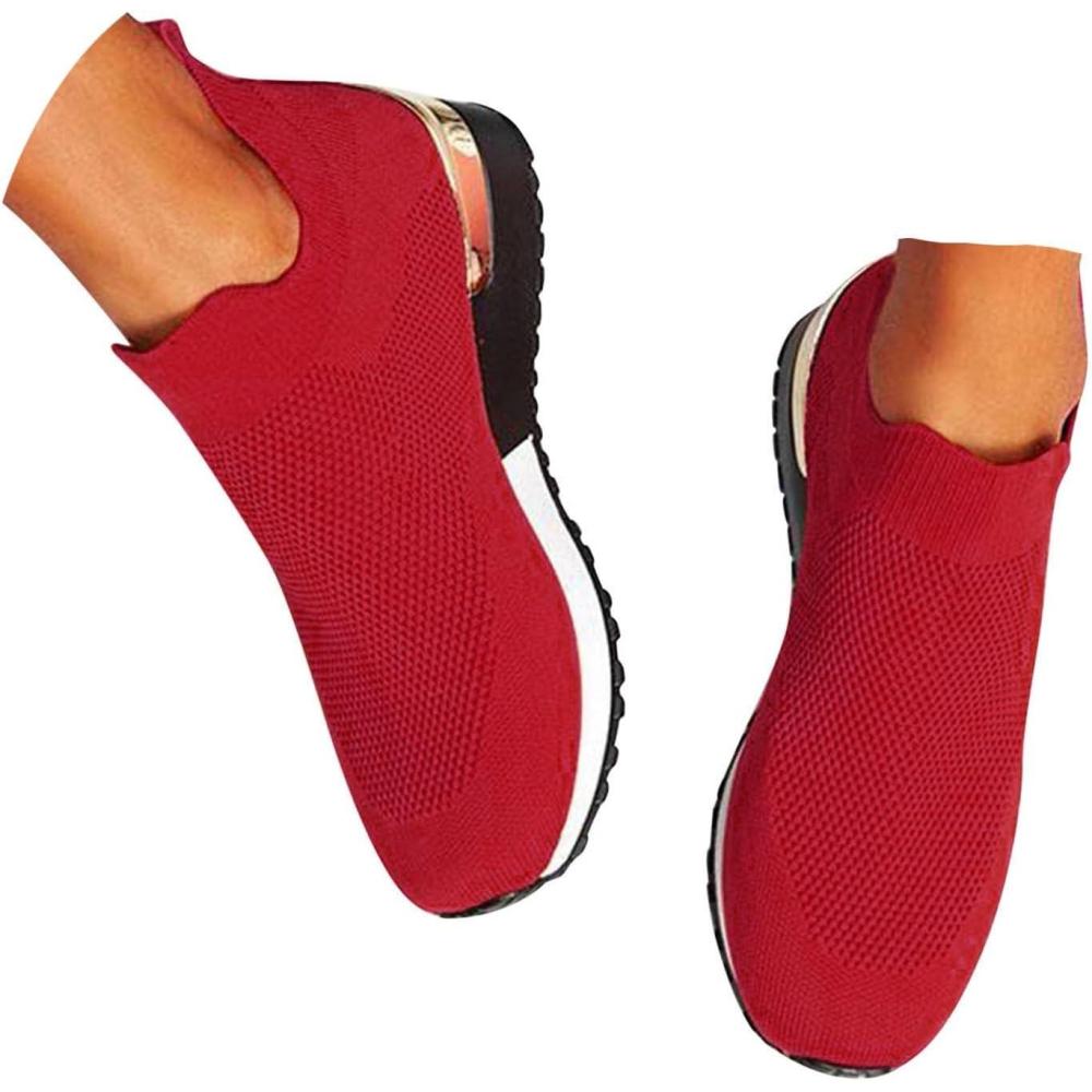image:imageChaussure De Sport Femme OrthopDiques Pas Cher A La Mode Basket Mode Air Running Course Chaussures Jogging Baskets Ete Respirantes Casual Mesh Respirant Confort Sneakers 2025Red