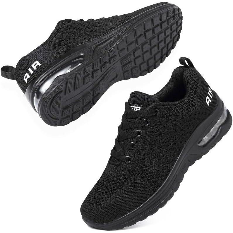 image:imageChaussures de course coussin dair pour femme Chaussures de marche lgres et respirantes en maille Chaussures de sport antidrapantes Chaussures de sport dcontractes pour la gym le tennisNoir