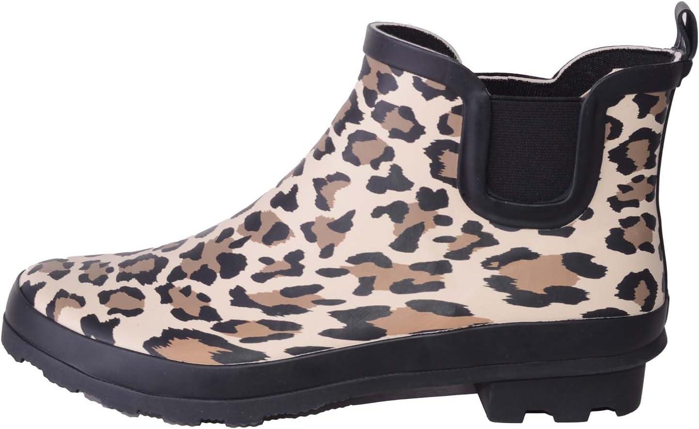 image:imageABSOLUTE FOOTWEAR Bottines en caoutchouc impermables enfiler pour femmeLopard