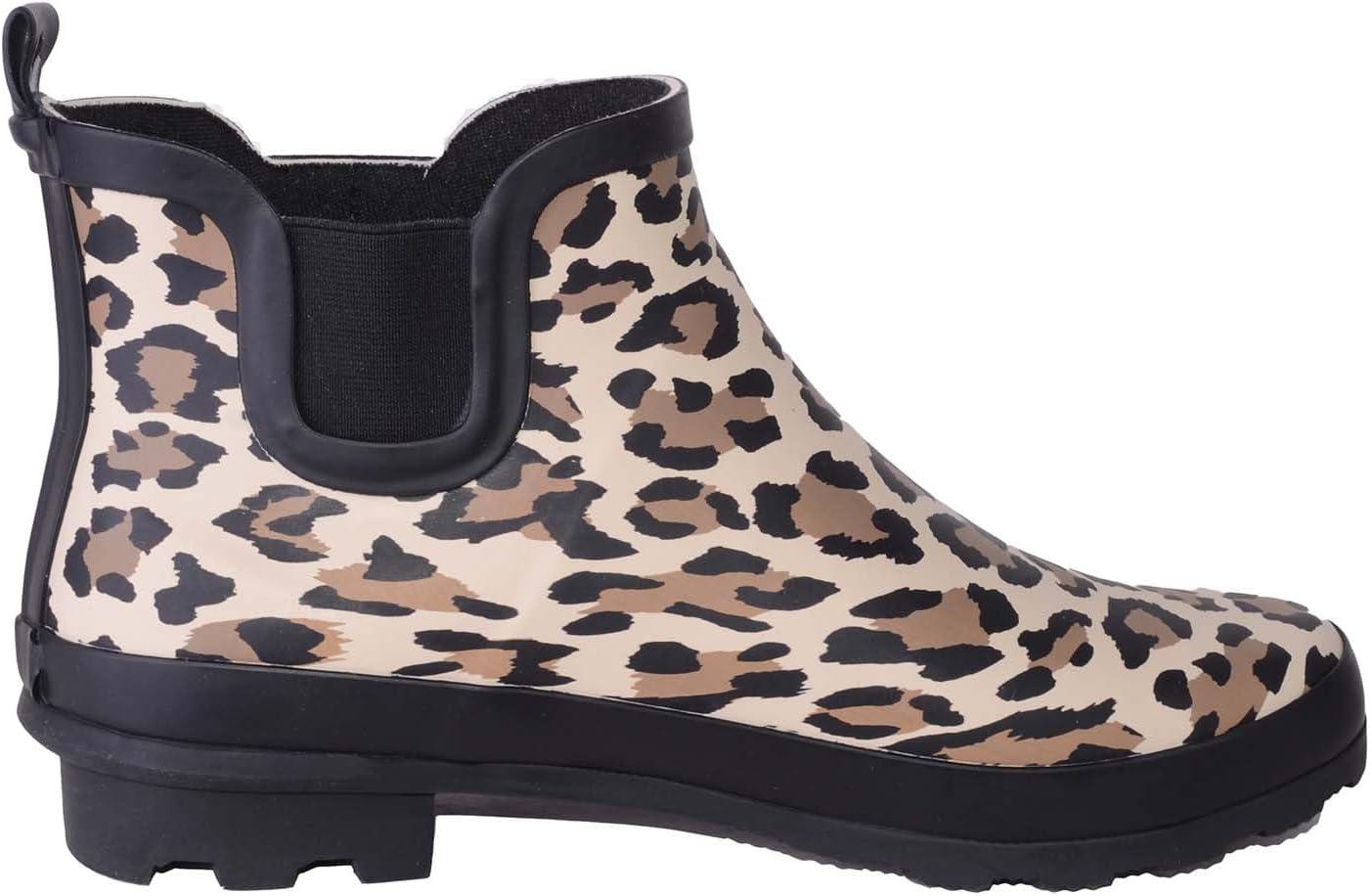 image:imageABSOLUTE FOOTWEAR Bottines en caoutchouc impermables enfiler pour femmeLopard