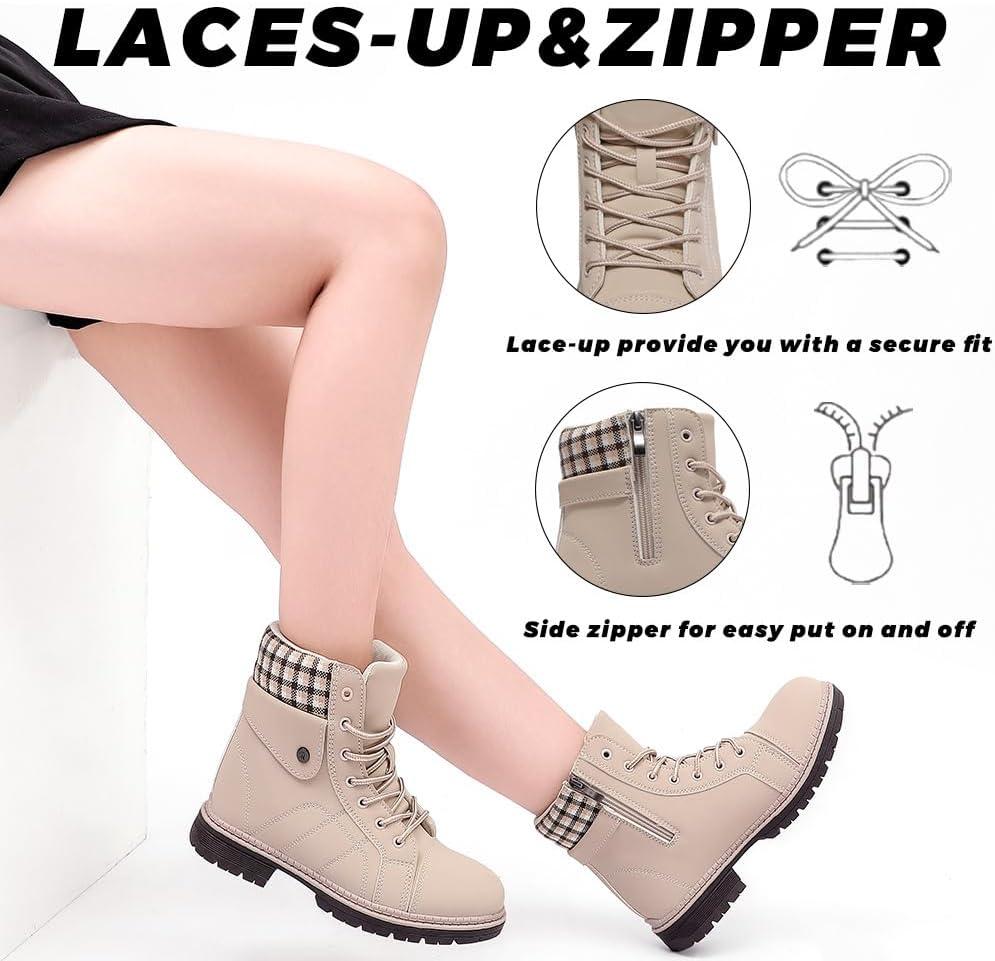 image:imageBottes Femme Hiver Chaussures Bottes de Neige Trekking Outdoor Botte Cheville Confort Chaude Chaussures BootsBeige
