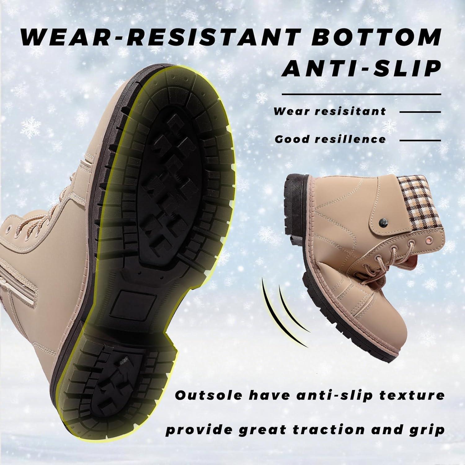 image:imageBottes Femme Hiver Chaussures Bottes de Neige Trekking Outdoor Botte Cheville Confort Chaude Chaussures BootsBeige