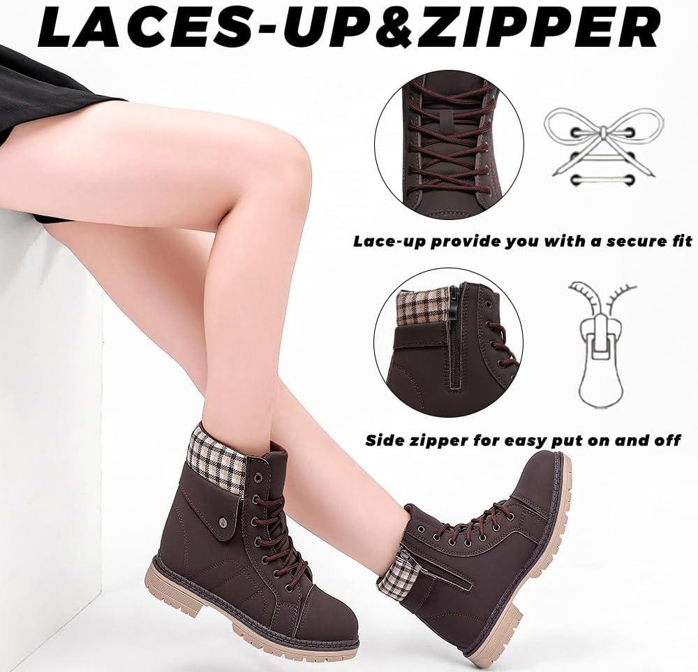 image:imageBottes Femme Hiver Chaussures Bottes de Neige Trekking Outdoor Botte Cheville Confort Chaude Chaussures BootsFonc Marron
