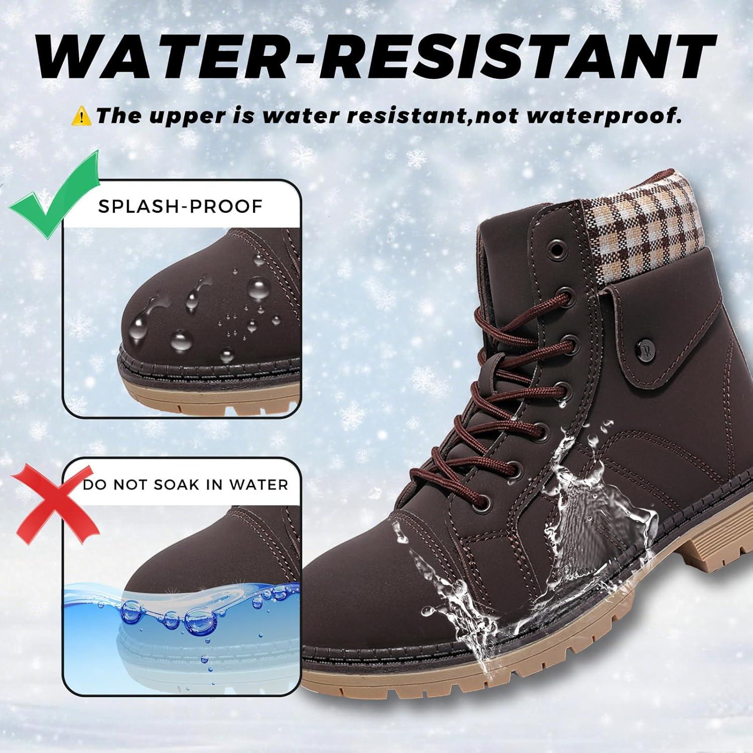 image:imageBottes Femme Hiver Chaussures Bottes de Neige Trekking Outdoor Botte Cheville Confort Chaude Chaussures BootsFonc Marron