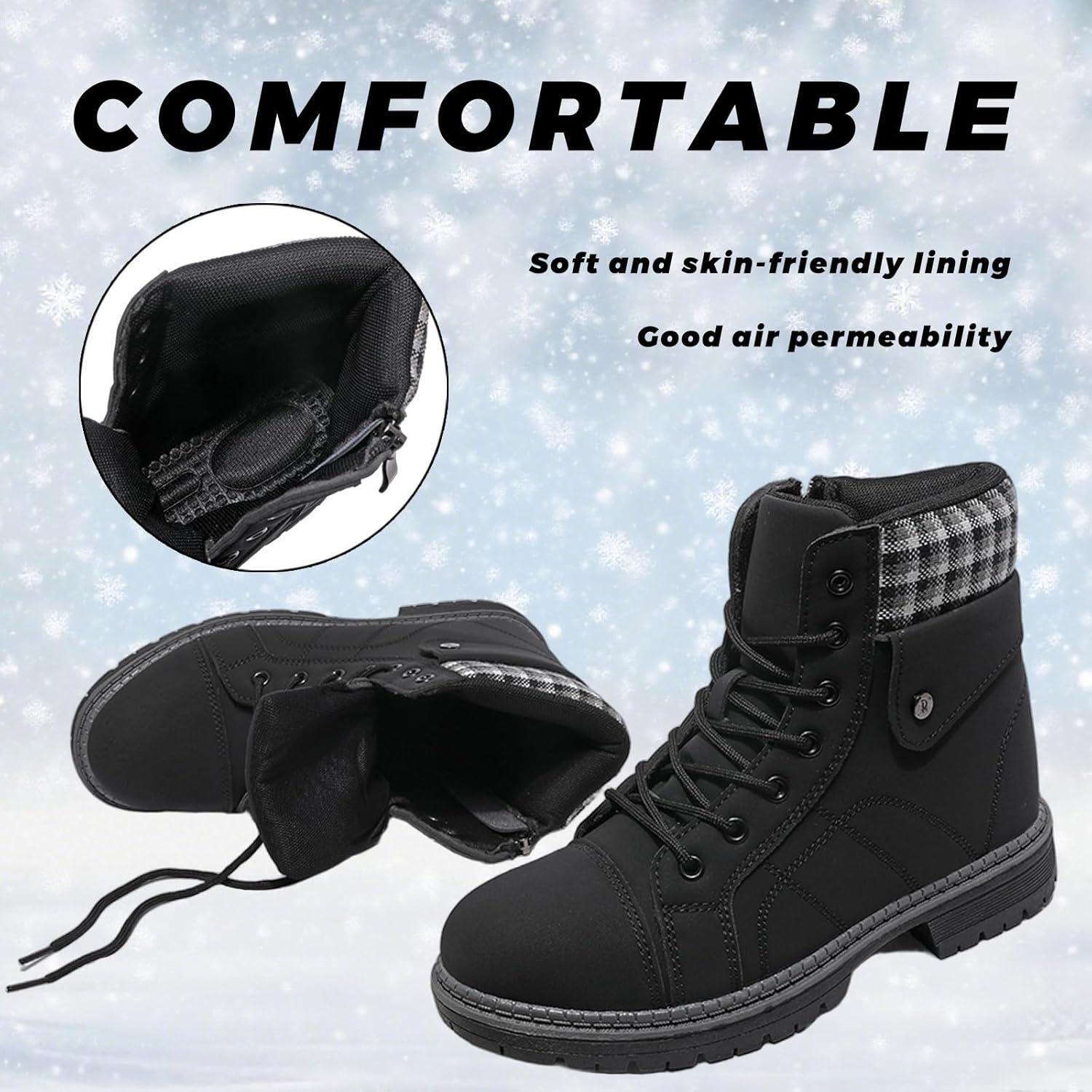 image:imageBottes Femme Hiver Chaussures Bottes de Neige Trekking Outdoor Botte Cheville Confort Chaude Chaussures BootsNoir