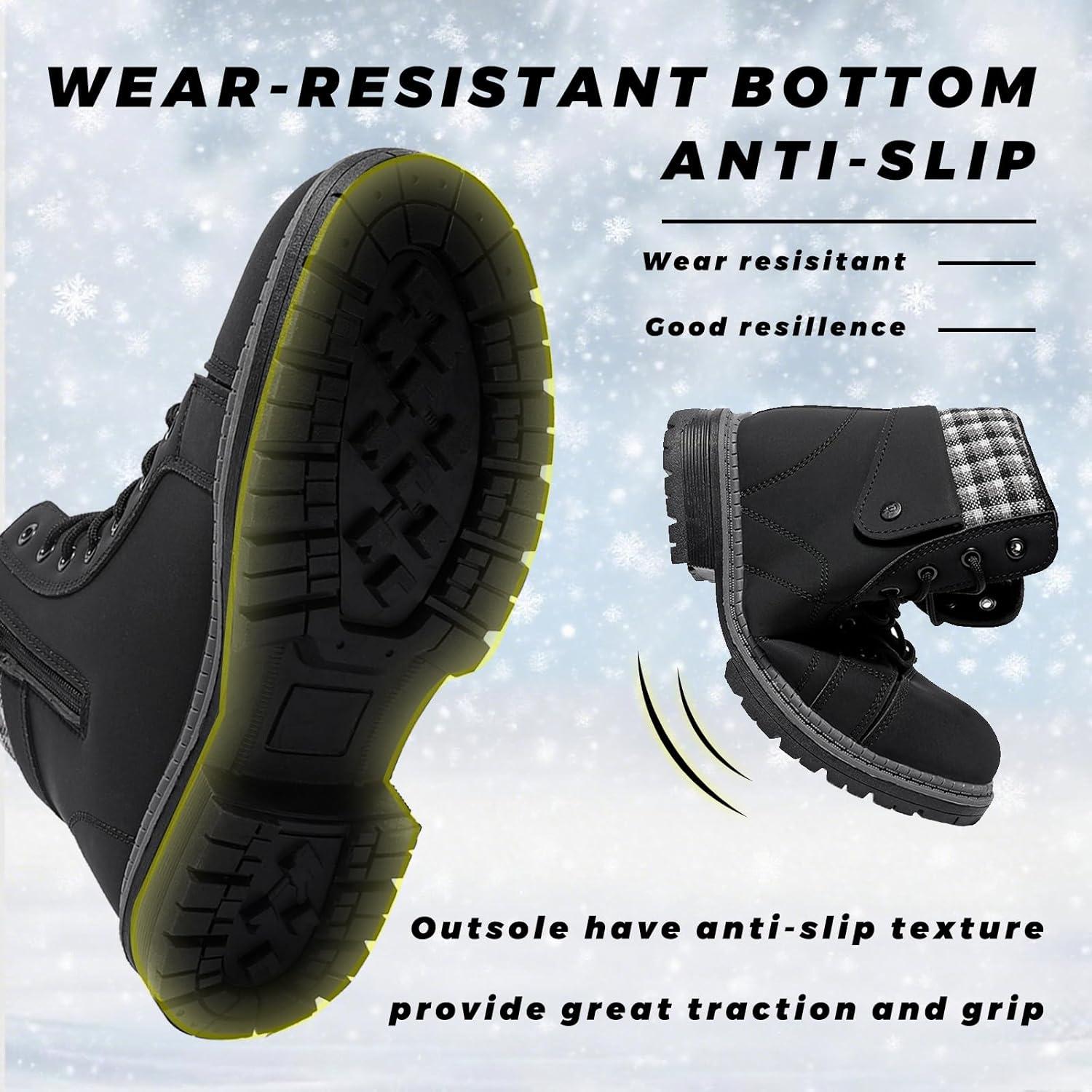 image:imageBottes Femme Hiver Chaussures Bottes de Neige Trekking Outdoor Botte Cheville Confort Chaude Chaussures BootsNoir