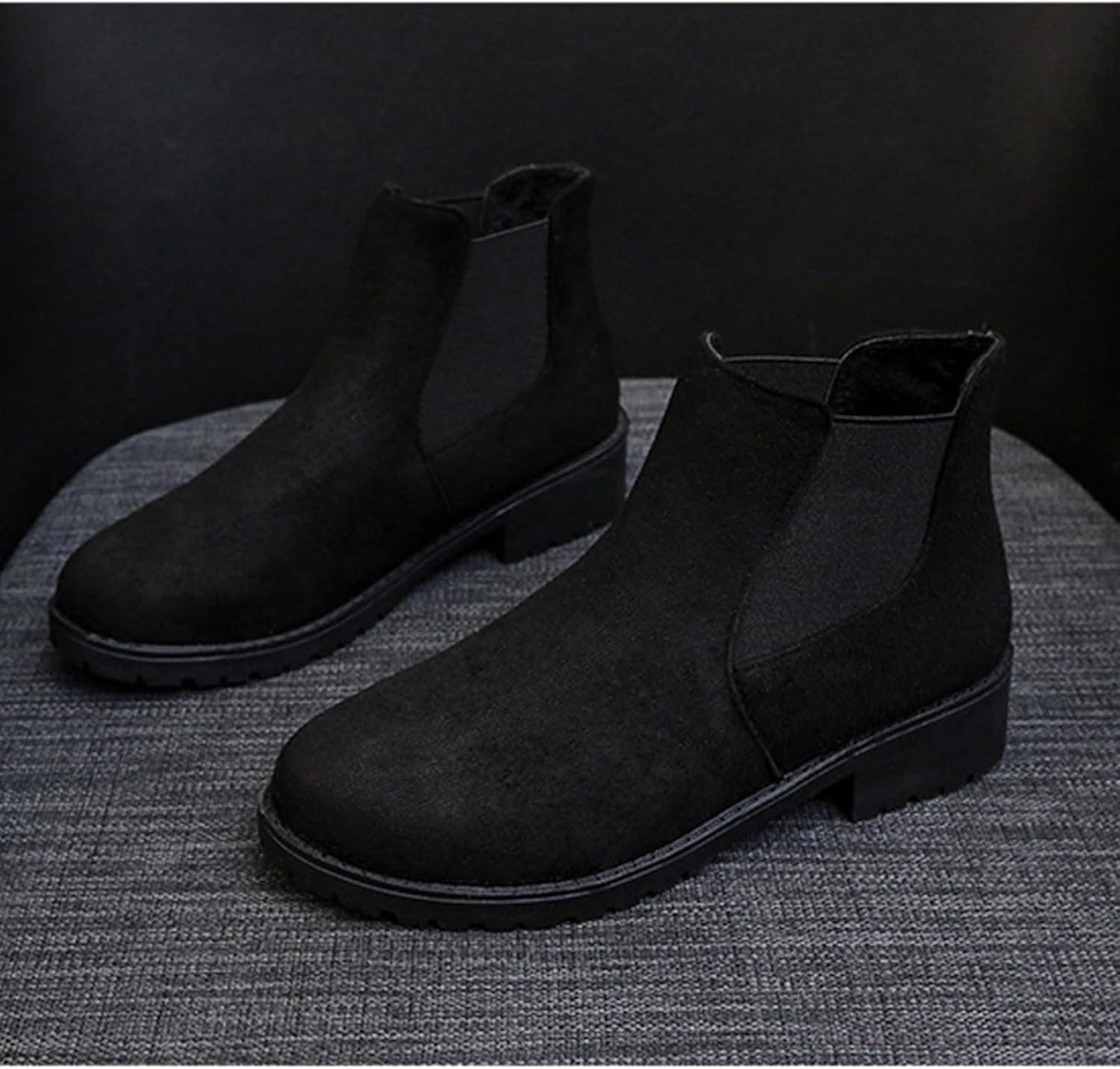 image:imageBottes Femme de la Mode Botte Confortables Bottines avec Fermeture clair pour lAutomne et de lhiver Vintage Bottes et Bottines Chunky Talons Chaud Cheville Chaussons AntidRapante02 le Noir