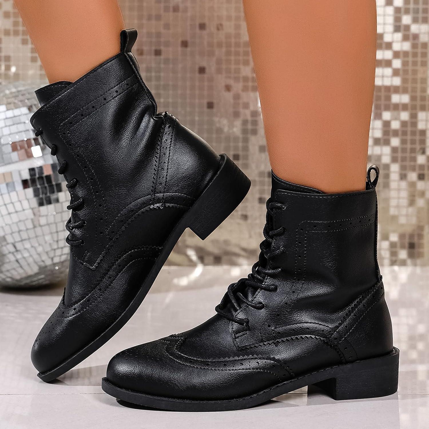 image:imageBottes Femme de la Mode Botte Confortables Bottines avec Fermeture clair pour lAutomne et de lhiver Vintage Bottes et Bottines Chunky Talons Chaud Cheville Chaussons AntidRapante01 le Noir