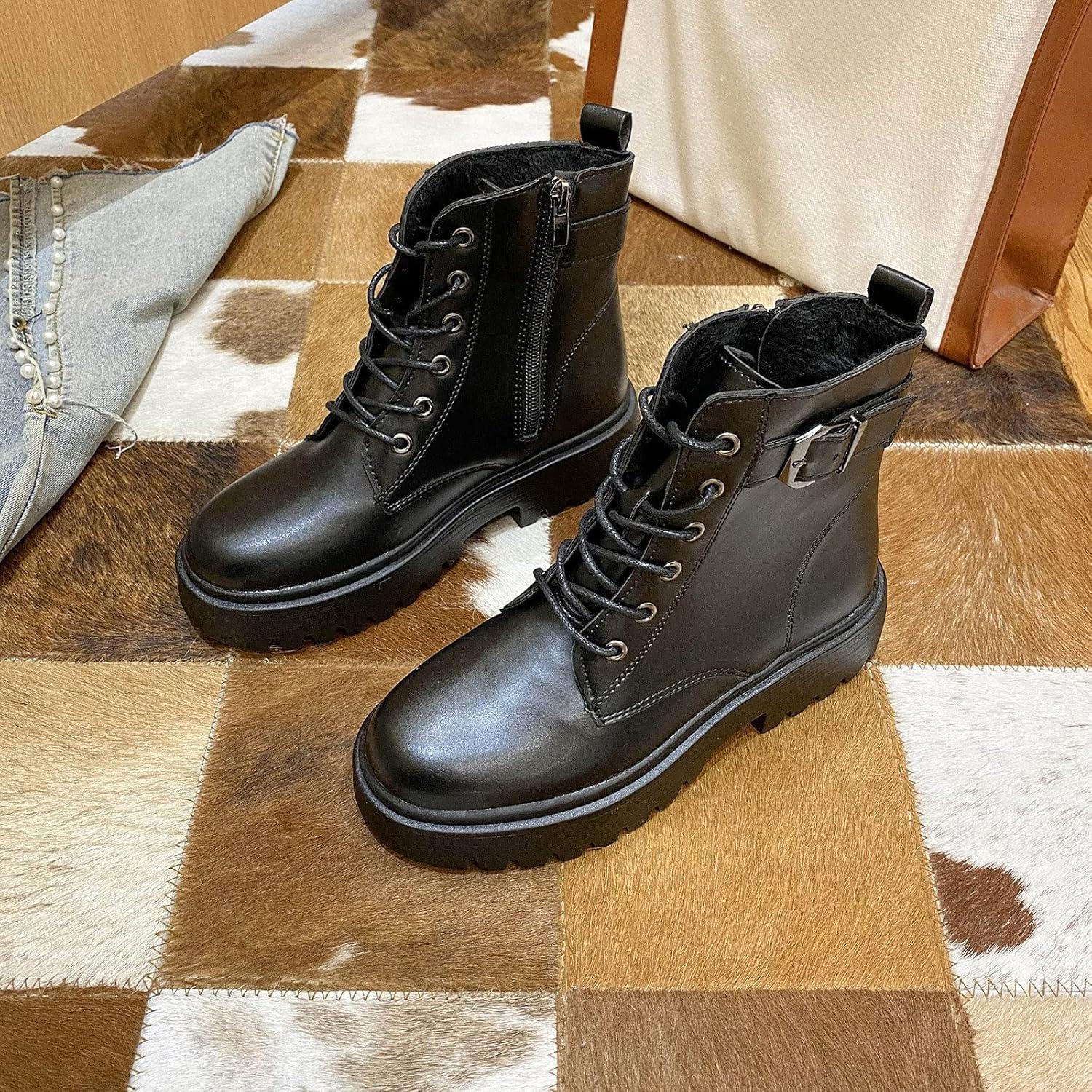 image:imageBottes Femme de la Mode Botte Confortables Bottines avec Fermeture clair pour lAutomne et de lhiver Vintage Bottes et Bottines Chunky Talons Chaud Cheville Chaussons AntidRapante04 le Noir