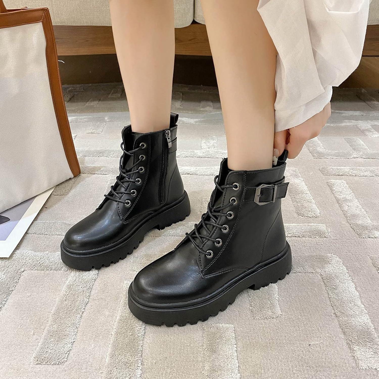 image:imageBottes Femme de la Mode Botte Confortables Bottines avec Fermeture clair pour lAutomne et de lhiver Vintage Bottes et Bottines Chunky Talons Chaud Cheville Chaussons AntidRapante04 le Noir