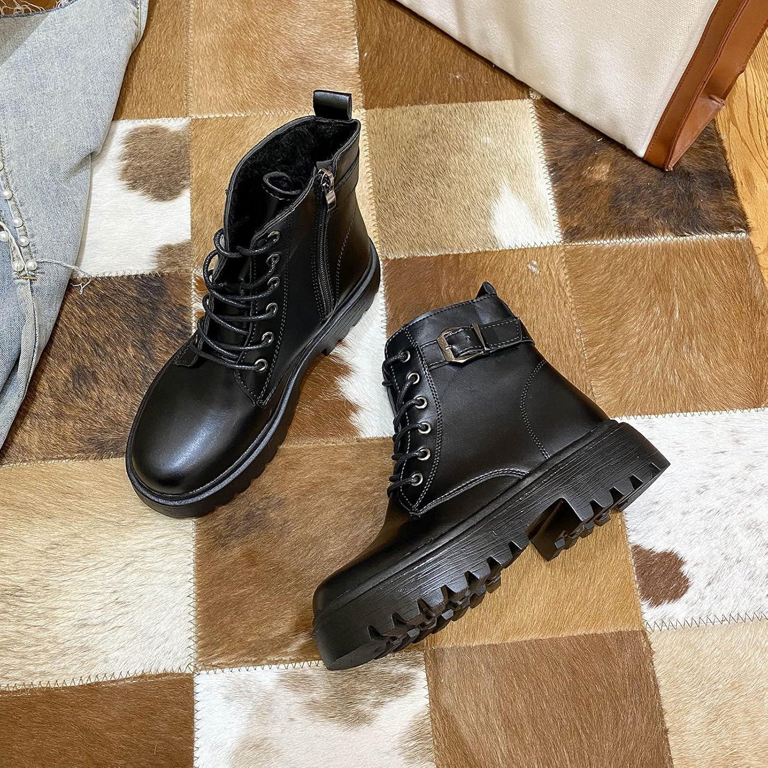 image:imageBottes Femme de la Mode Botte Confortables Bottines avec Fermeture clair pour lAutomne et de lhiver Vintage Bottes et Bottines Chunky Talons Chaud Cheville Chaussons AntidRapante04 le Noir