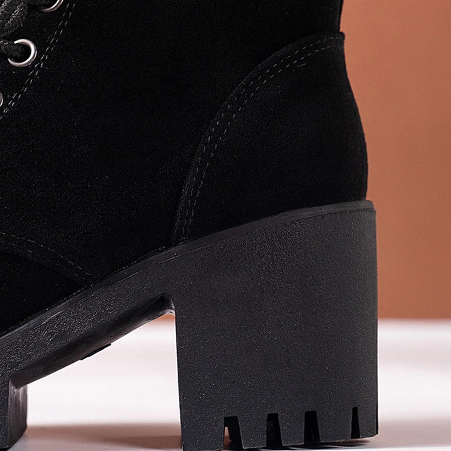 image:imageBottes Femme de la Mode Botte Confortables Bottines avec Fermeture clair pour lAutomne et de lhiver Vintage Bottes et Bottines Chunky Talons Chaud Cheville Chaussons AntidRapante03 le Noir