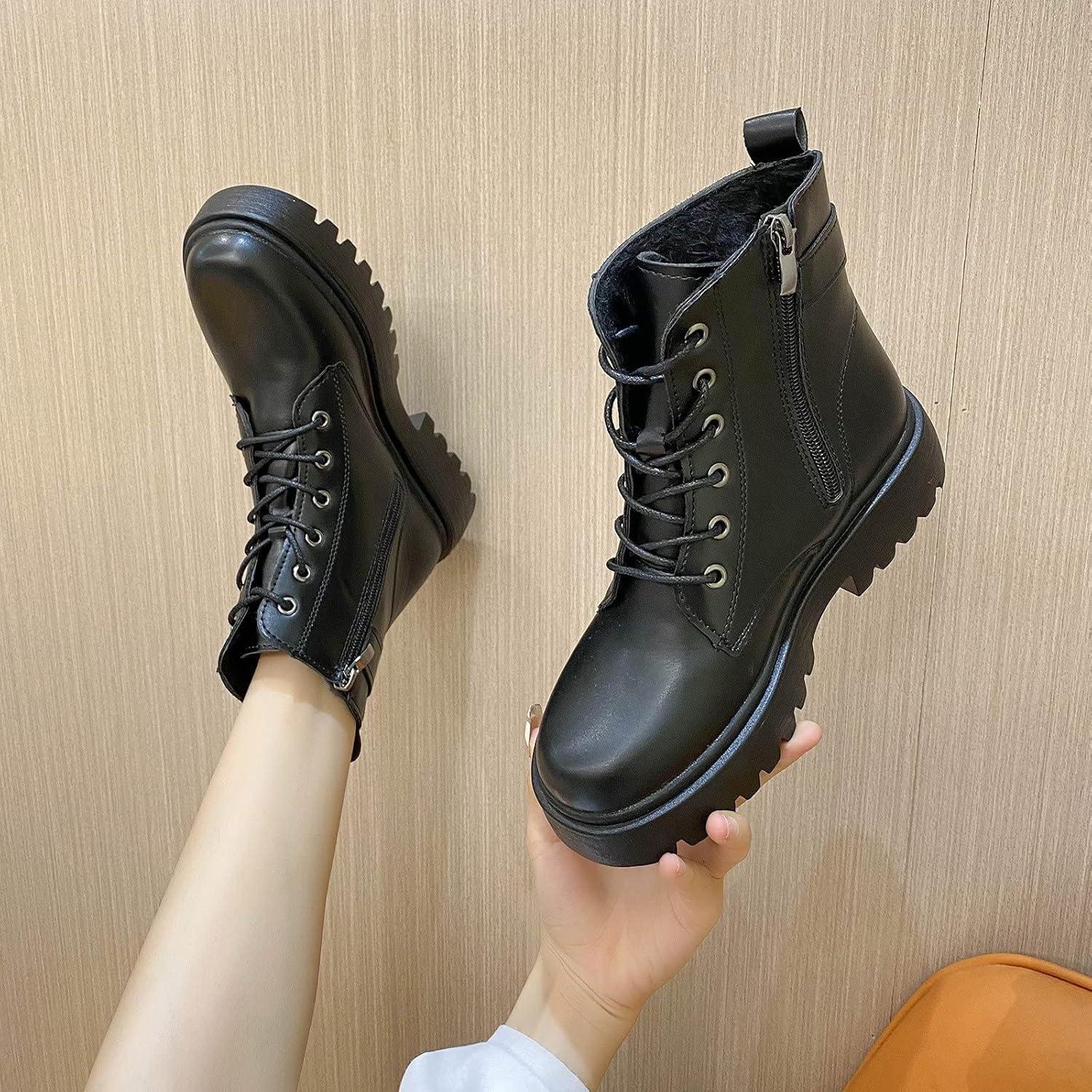 image:imageBottes Femme de la Mode Botte Confortables Bottines avec Fermeture clair pour lAutomne et de lhiver Vintage Bottes et Bottines Chunky Talons Chaud Cheville Chaussons AntidRapante04 le Noir