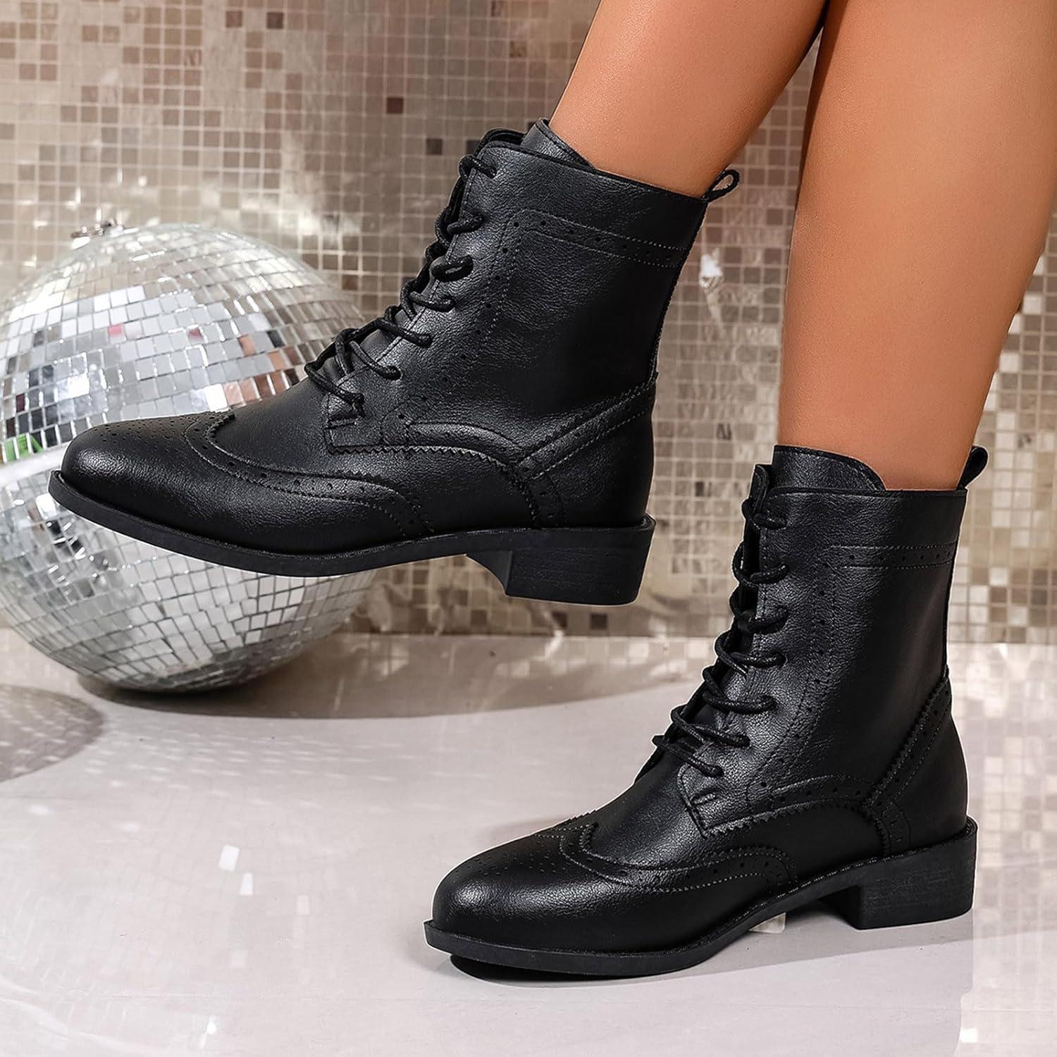 image:imageBottes Femme de la Mode Botte Confortables Bottines avec Fermeture clair pour lAutomne et de lhiver Vintage Bottes et Bottines Chunky Talons Chaud Cheville Chaussons AntidRapante01 le Noir