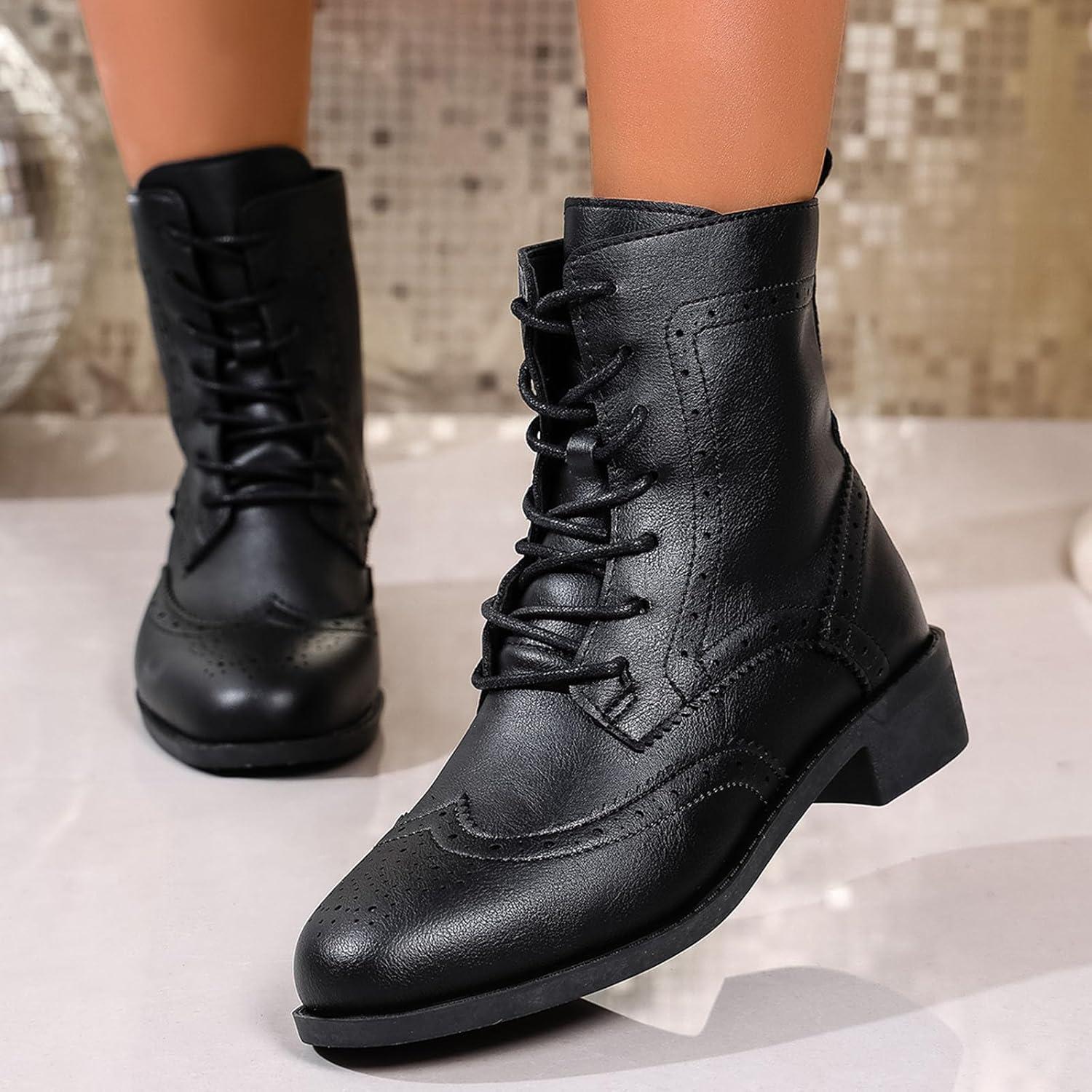 image:imageBottes Femme de la Mode Botte Confortables Bottines avec Fermeture clair pour lAutomne et de lhiver Vintage Bottes et Bottines Chunky Talons Chaud Cheville Chaussons AntidRapante01 le Noir
