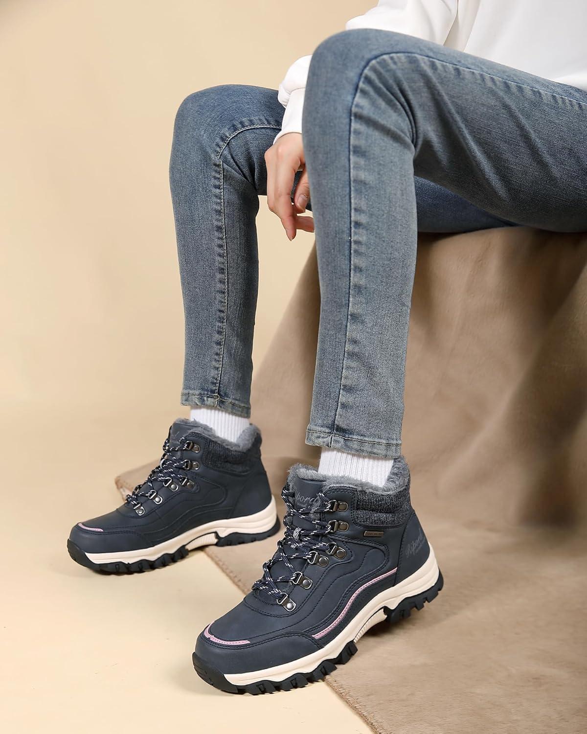 image:imageBottes de Neige Femme Hiver Bottines Fourres de Randonne Boots 3641Bleue