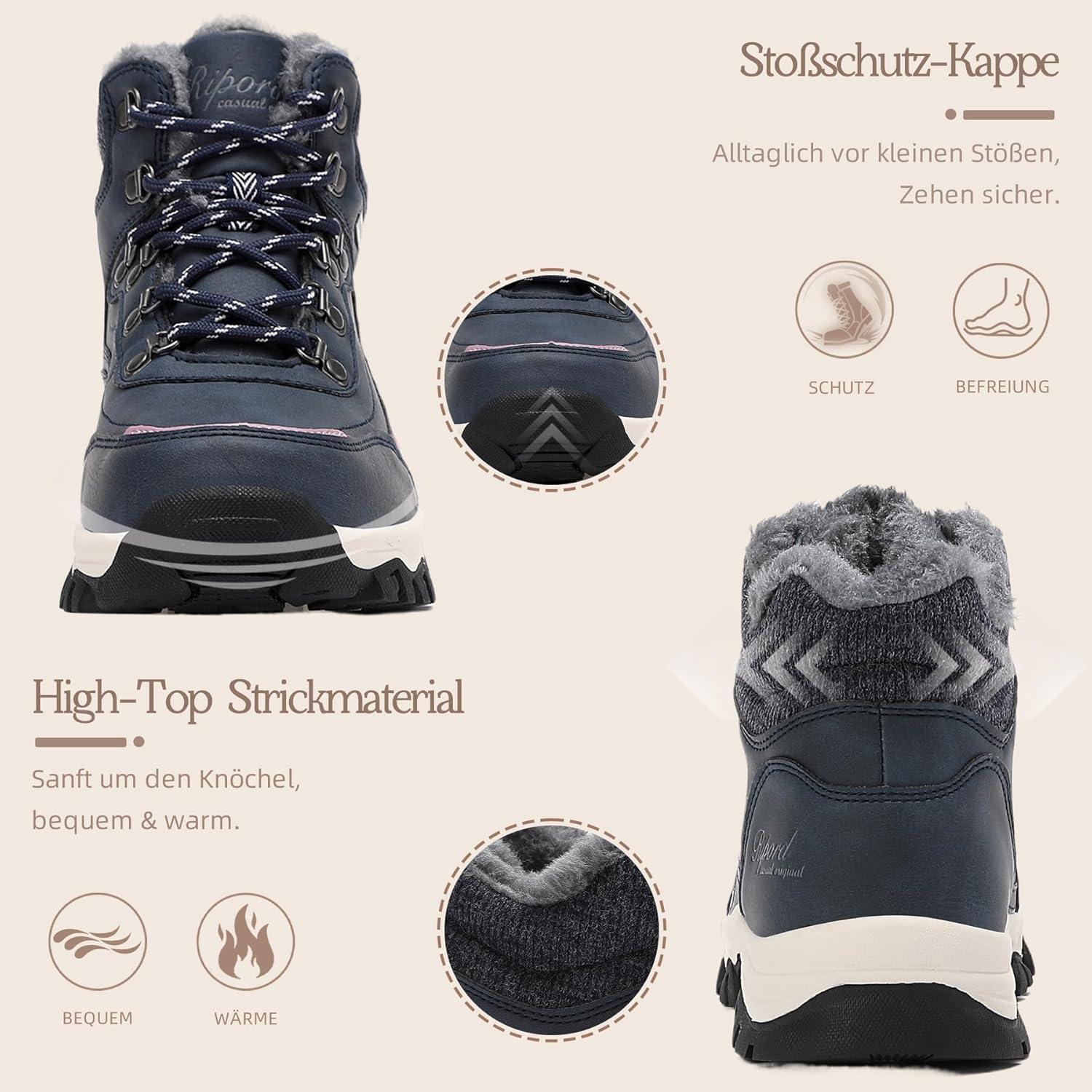 image:imageBottes de Neige Femme Hiver Bottines Fourres de Randonne Boots 3641Bleue