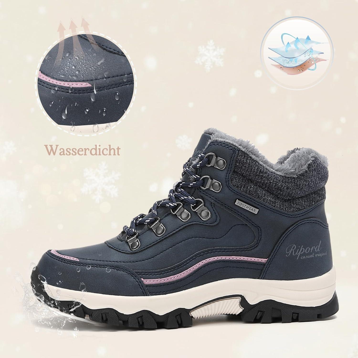 image:imageBottes de Neige Femme Hiver Bottines Fourres de Randonne Boots 3641Bleue