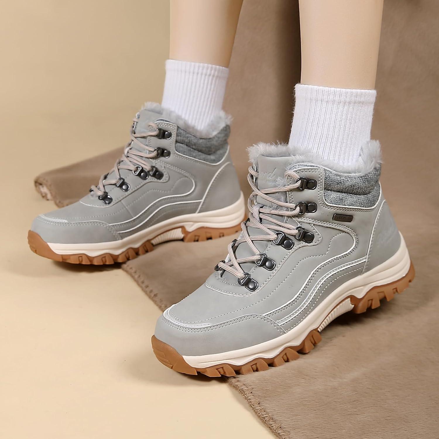 image:imageBottes de Neige Femme Hiver Bottines Fourres de Randonne Boots 3641Grise