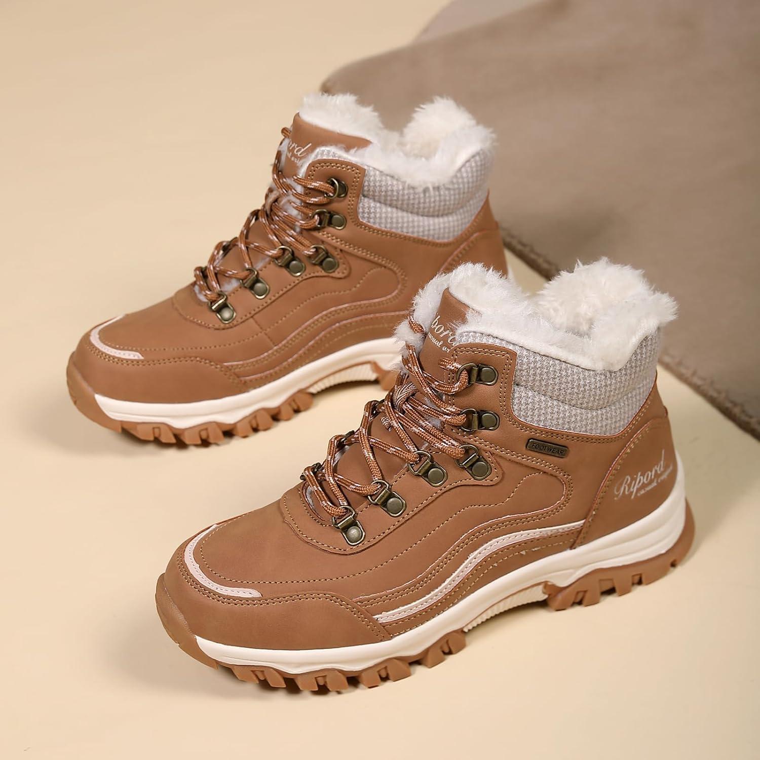 image:imageBottes de Neige Femme Hiver Bottines Fourres de Randonne Boots 3641Marron