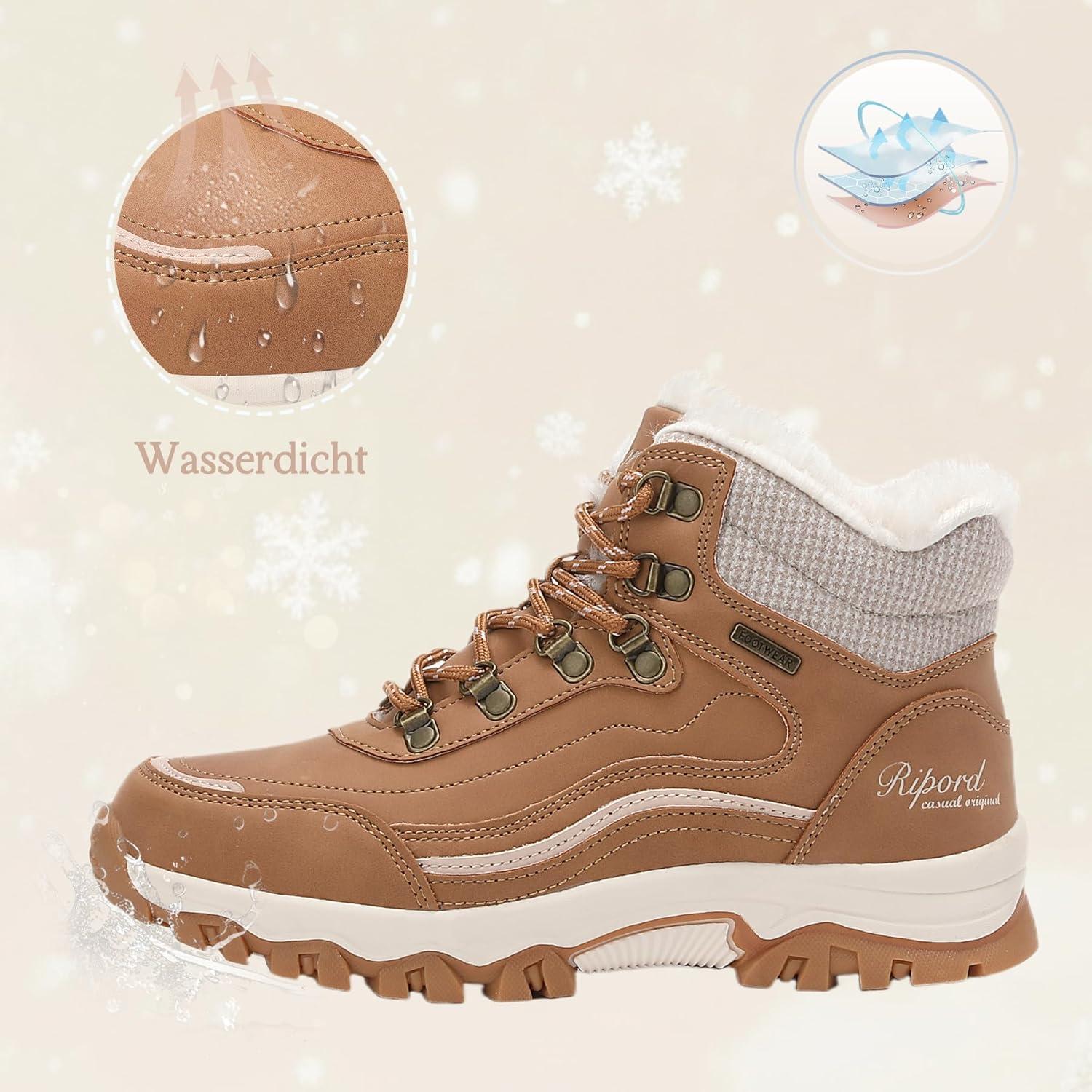 image:imageBottes de Neige Femme Hiver Bottines Fourres de Randonne Boots 3641Marron