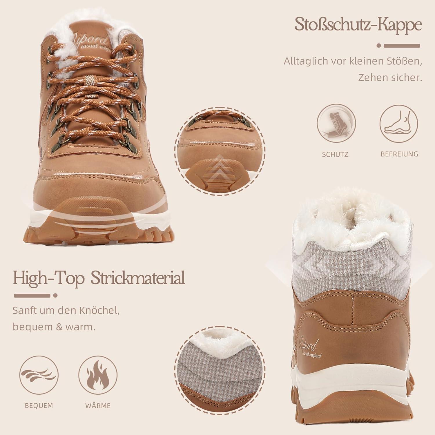 image:imageBottes de Neige Femme Hiver Bottines Fourres de Randonne Boots 3641Marron
