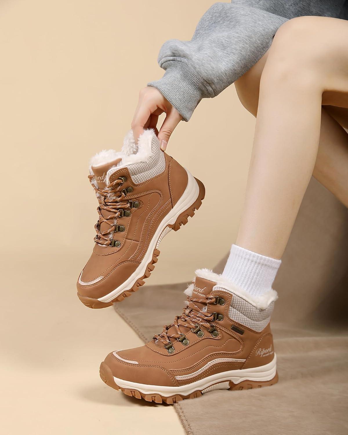 image:imageBottes de Neige Femme Hiver Bottines Fourres de Randonne Boots 3641Marron