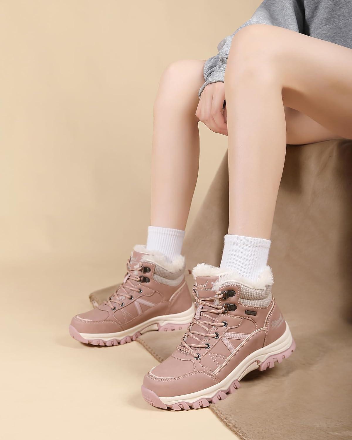 image:imageBottes de Neige Femme Hiver Bottines Fourres de Randonne Boots 3641Rose