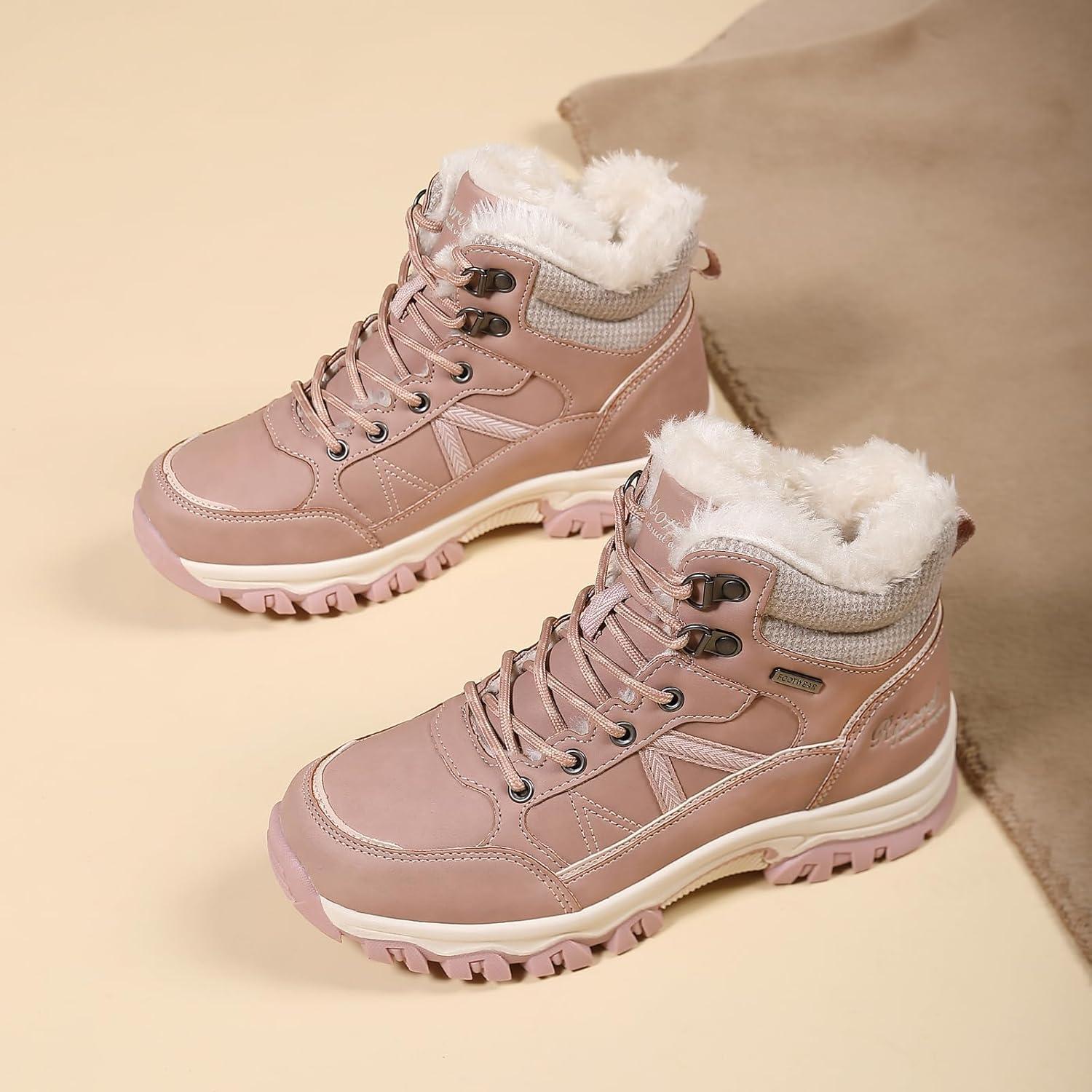 image:imageBottes de Neige Femme Hiver Bottines Fourres de Randonne Boots 3641Rose