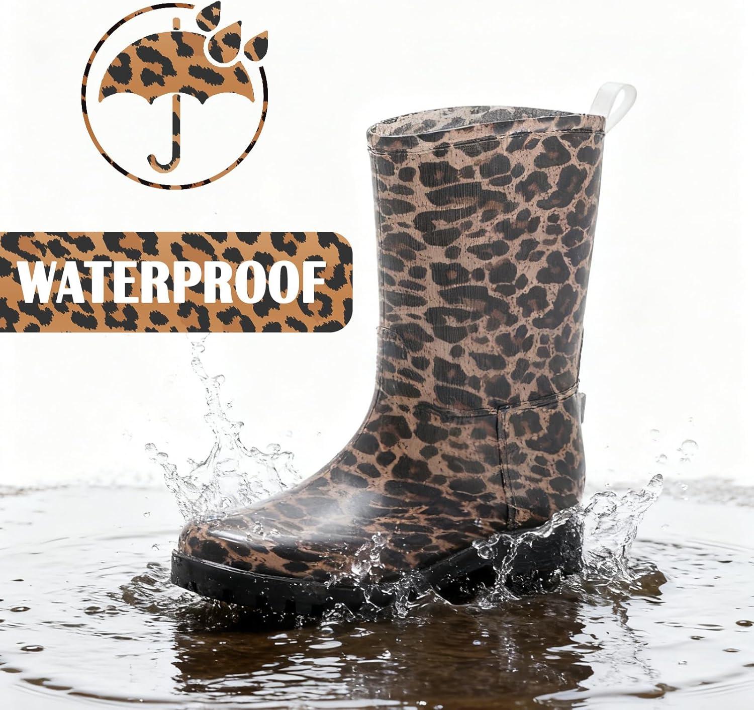 image:imageBottes de Pluie Chic pour Femmes Bottes en Caoutchouc Botte Tendance et Elgante Bottines de Pluie Antidrapant et Durable Jardin BootsNoir 1