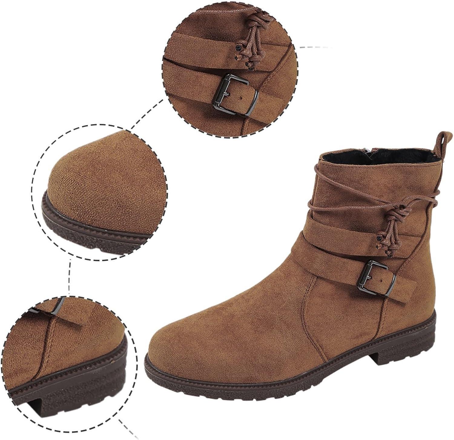 image:imageBottine Femme Bottines Bottes De Pluie Fourres Chaussure Confortable Botte Moto Boots Chaussures Noires Noir Femmes Cuir Et Elegante Pieds Larges pour Talon Caoutchouc Compenses