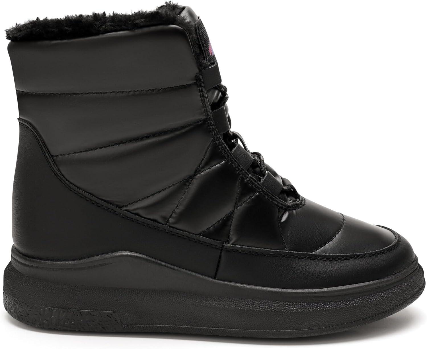 image:imageGLAMORA Bottes de neige dhiver impermables et thermiques avec doublure en fourrure Bottines chaudes antidrapantes et confortables pour le travail la montagne la randonne la ville ou lesNoir
