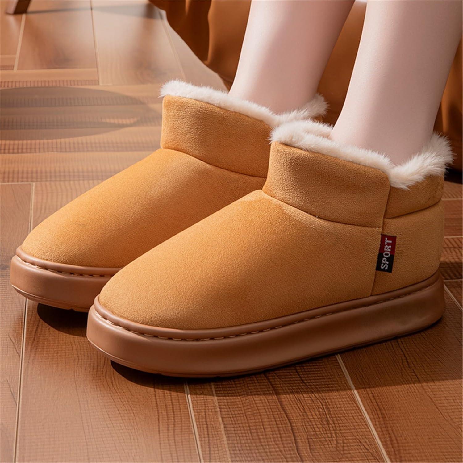 image:imageGenerisch Bottines dhiver pour femme Bottes de neige dhiver avec doublure en polaire pour lintrieur et lextrieur Chaussons chauds avec confort en mousse mmoire de formeKaki