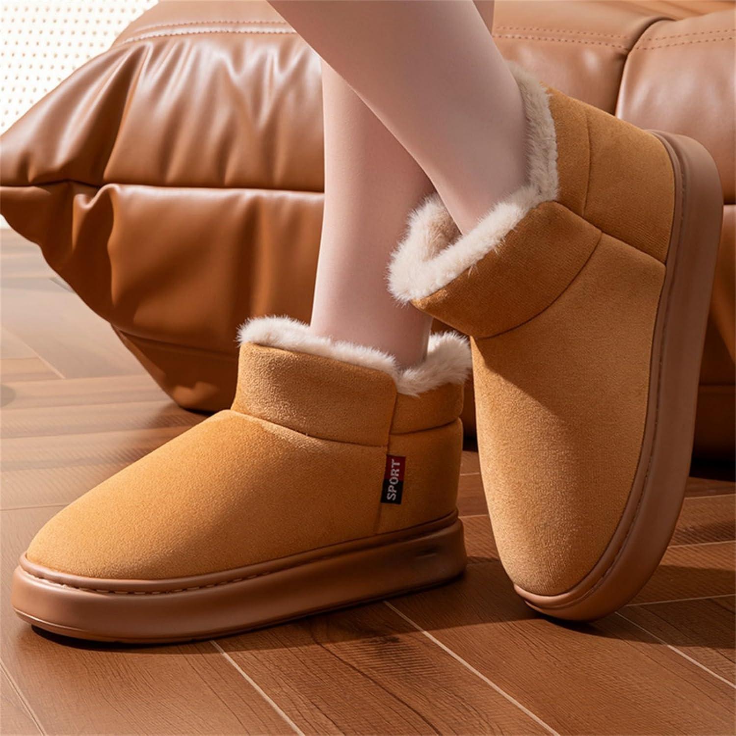 image:imageGenerisch Bottines dhiver pour femme Bottes de neige dhiver avec doublure en polaire pour lintrieur et lextrieur Chaussons chauds avec confort en mousse mmoire de formeKaki