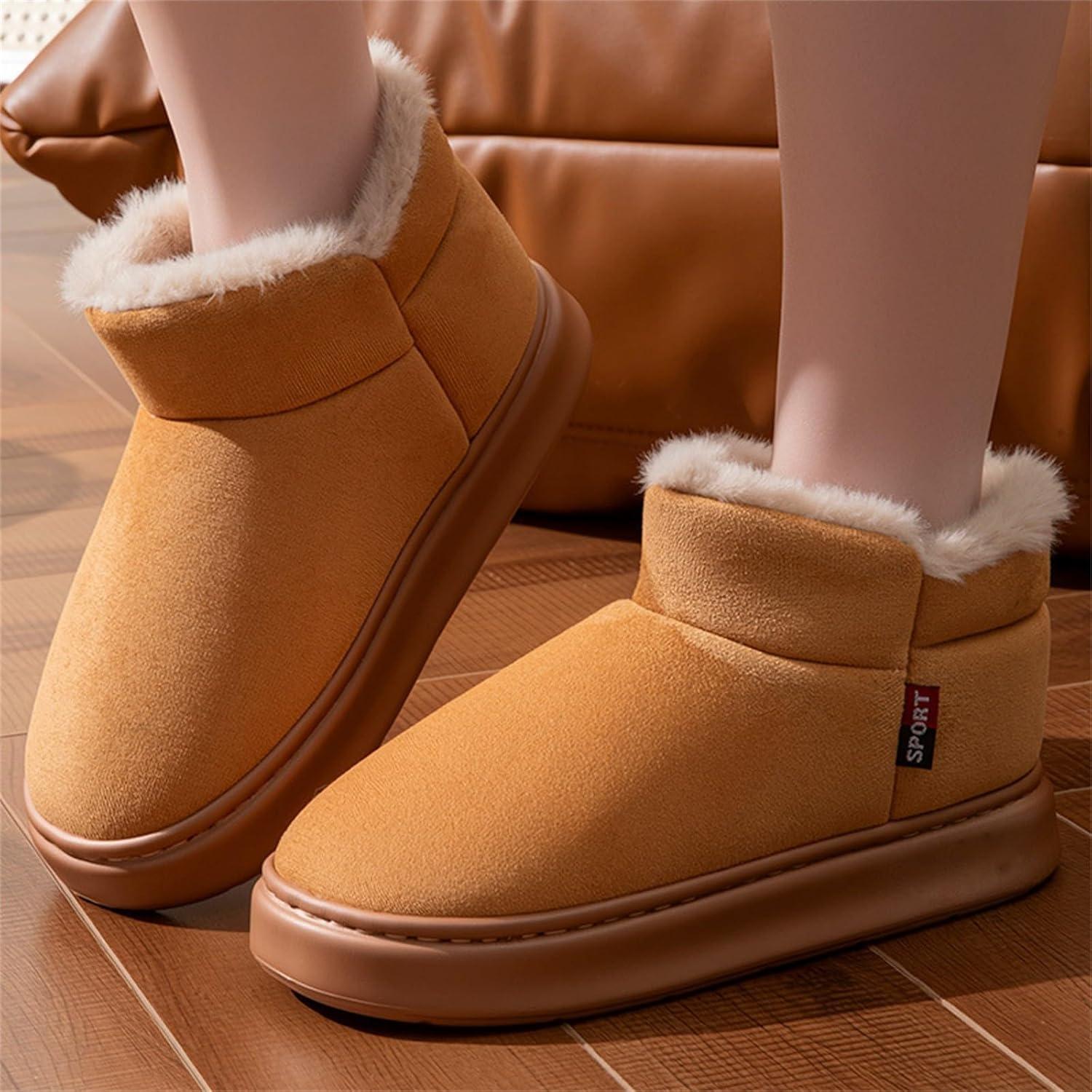 image:imageGenerisch Bottines dhiver pour femme Bottes de neige dhiver avec doublure en polaire pour lintrieur et lextrieur Chaussons chauds avec confort en mousse mmoire de formeKaki